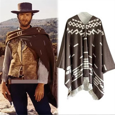 Clint Eastwood Western Cowboy Poncho Serape Replica Handmade Of Faux-alpaca Wool