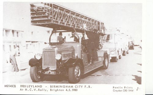 Fire engine postcard leyland - fire, postcard:leyland