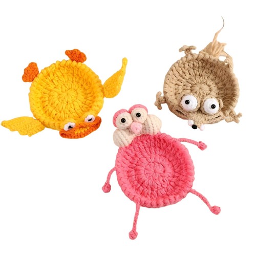 4pcs crochet animal coasters - 4pcs,