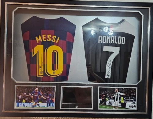 Messi ronaldo signed shirts - signed,