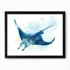 Manta Ray Art Print Framed
