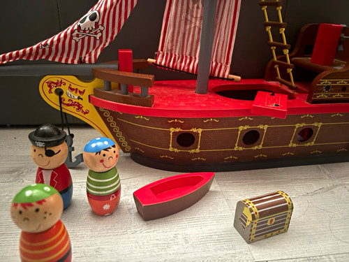 Wooden pirate ship - wooden, playset