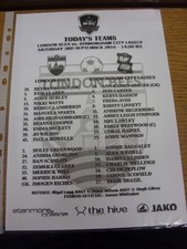 03/09/2016 Teamsheet: London