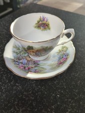 Royal Vale Country Cottage Bone China Tea/Coffee Cup Saucer Side Plate Set  