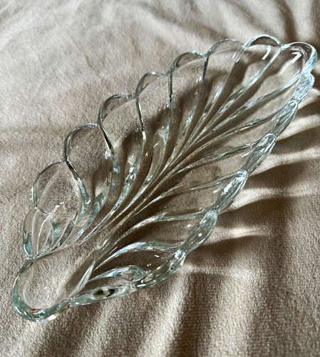 Clear glass leaf serving - leaf, dish