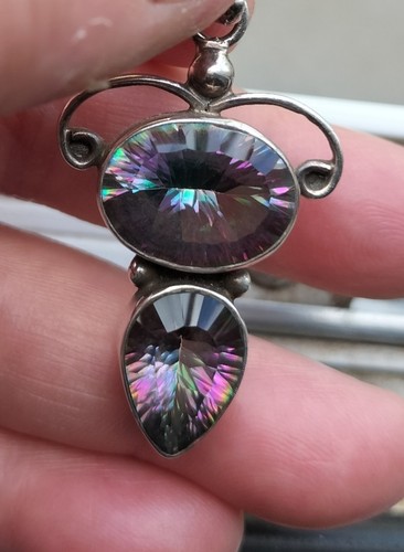Mystic topaz silver pendant - silver,