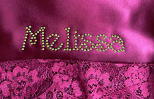 Personalised  Rhinestone Satin French Knickers underwear sizes 10-26 All Colours