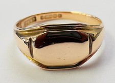 Ladies / Boys Vintage 9ct Rose Gold Signet Ring Circa 1929/30 Size P