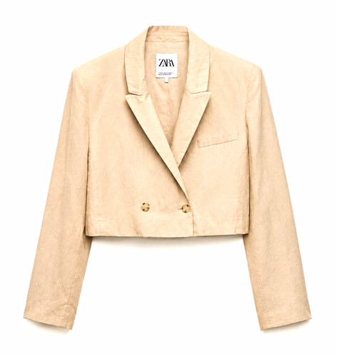 Zara beige linen cropped - beige,