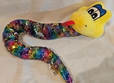 Paws reversible sequinned snake yellow head Soft Toy 70cm