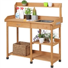 Wood Potting Bench Table