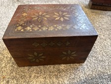 Vintage Brass Inlay Wooden Box