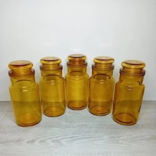 Set of 5 Vintage Amber Yellow
