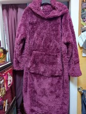 REDUCED Cozee Home Soft Fluffy Fleece Snuggle Hoodie Lounger, plum.L,XL NEW