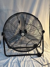 electriQ 24 Inch High Velocity Floor Drum Fan on Wheels - Black Metal Body