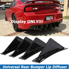 4Pcs Universal Black Curved Car Rear Bumper Addon Lip Diffuser Shark Fin Spoiler