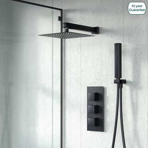 Matte black square shower - black,