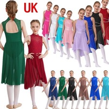 UK Girl's Kid Lyrical Modern Ballet Leotard Dress Ballroom Performance Dancewear