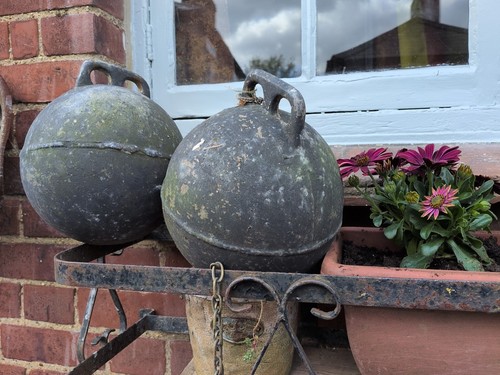 Vintage metal fishing buoys - buoys, x