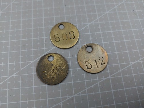 Vintage brass key tag fob - brass,