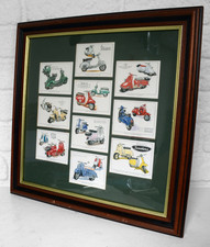 Framed Set of Classic Scooter Cards, Vespa, Lambretta etc. Mods /