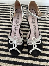 Lulu Guinness Black/Silver Trim Detail Hourglass Flapper heels Sandals Shoes 36