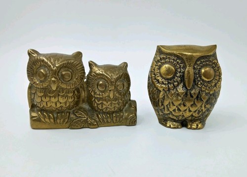 Brass owls vintage - owls,