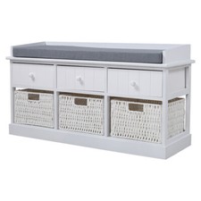 Hallway Storage Bench Entryway Hallway Shoe Bench Seat 6 Wicker Drawers Baskets 
