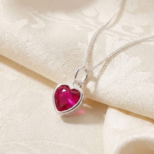 Mini heart silver ruby - silver, july