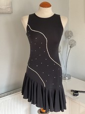 Juvenile Ballroom/Latin Black & Rhinestone Embellished Dress & Wrist Cuffs