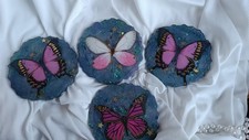 Blue Round Coasters with Pink