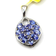 New 925 Sterling Silver & Tanzanite Cluster Drop Pendant Necklace Fine Jewellery
