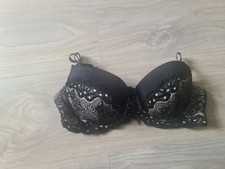 Black Lacey 34b Bra Lace Detail Sexy Used Worn 