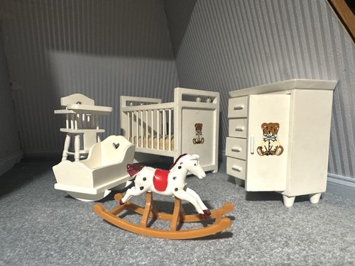 White baby cot - white, high