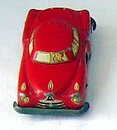 Vintage tinplate clockwork - clockwork, red