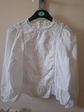 Ultra Pink 100% Cotton Blouse Boho Coquette Steampunk Victorian Embroidery M