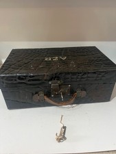 Antique Old Tin Suitcase Mock  Crocodile Jones Brothers Wolverhampton With KEYS
