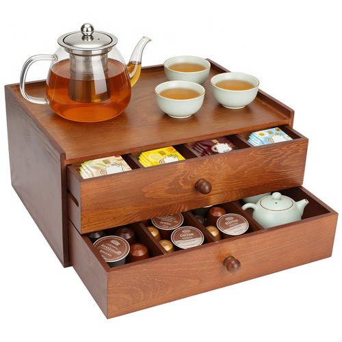Acacia wood tea bag organizer - tea,