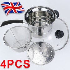 Non Stick Chip Pan Deep Fat Fryer Cooking Noodle Soup Pot Frying Basket & Lid W