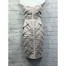 Spotlight Warehouse bodycon Dress Grey Size 10 Strapless Pleated Bandeau Party