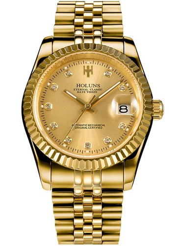 Mens full gold watch automatic - gold,
