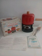 VINTAGE enamel Fondue Set For