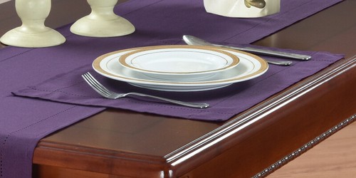 Linen look purple table cloths - linen,