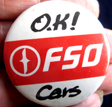 FSO Polish car co CARS rare vintage 1970s UK promotional 38mm pin BADGE