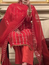 NEW Indian-Pakistani Salwar Kameez Party WearReadyMade  mirror work organza L