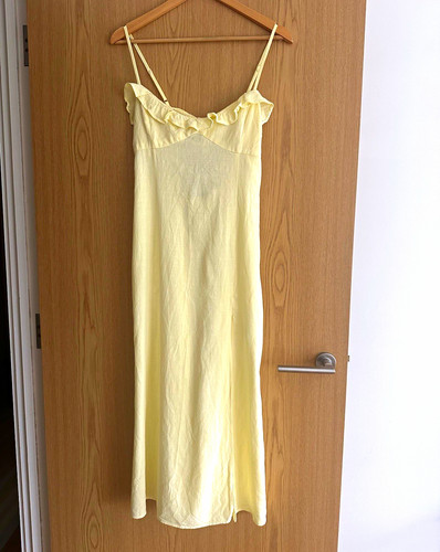 Zara yellow linen slip dress - slip,