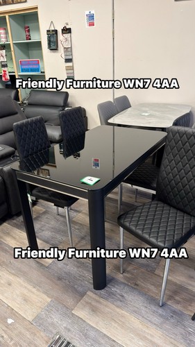 Black glass dinning table with - black,