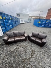 Brown Leather 3 + 2 Seater Sofa Set GREAT CONDITION DELIVERY AVAILABLE🚚