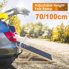 Folding Wooden Pet Ramp Non-Slip Adjustable Height Freestanding Dog Ramp Stairs