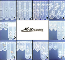 White cafe net curtains, a wide range of pelmets, finest quality! Ready to hang